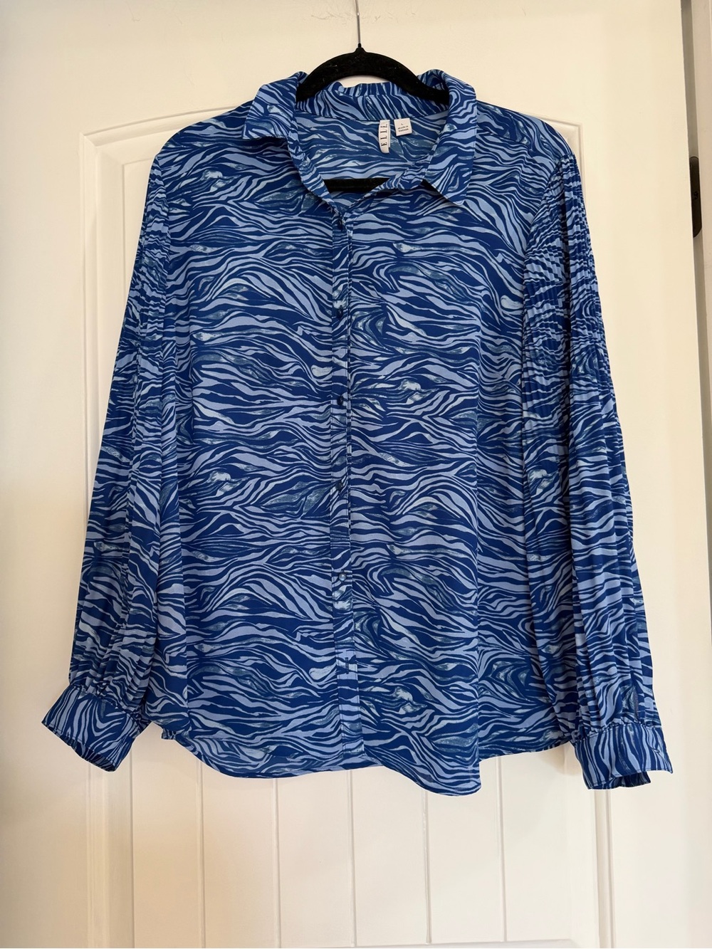 Elle Blue & Light Blue Wave/Zebra Print Blouse